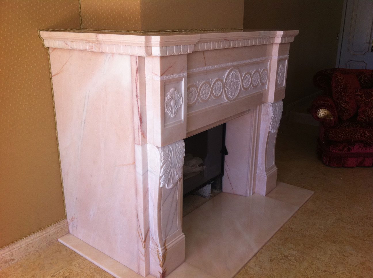 Marble Fireplace in Pink Portugal